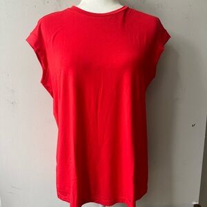 Mangopop Short Cap Sleeve Relazed Fit Top Womens Medium Red Stretchy NWT